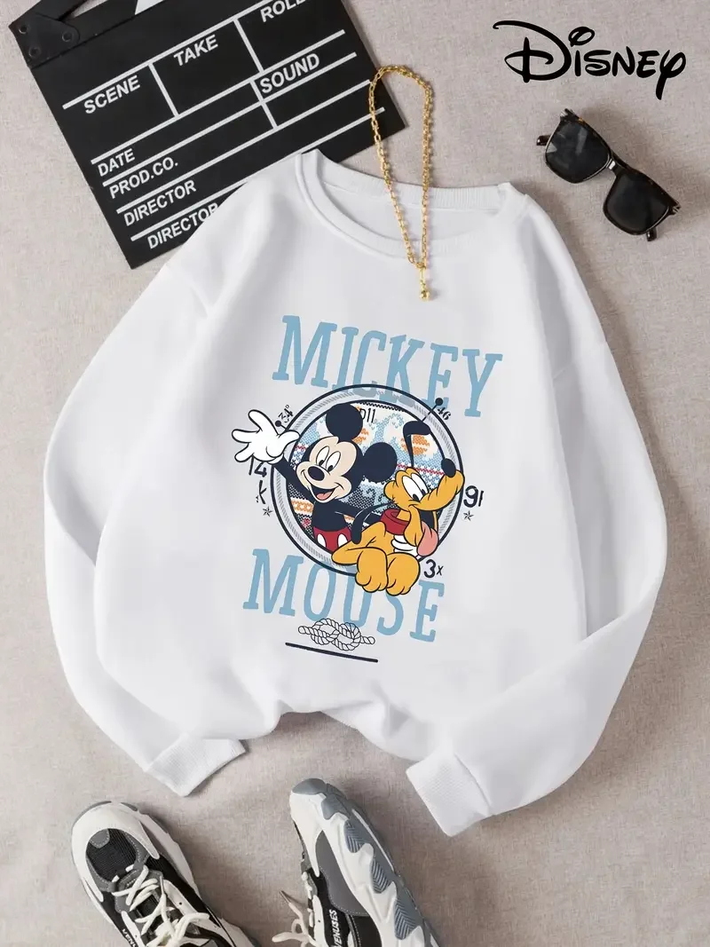 

Женская хлопковая толстовка с капюшоном из серии «Микки Маус», пуловер, повседневная осенне-зимняя флисовая верхняя одежда для пар, пальто с длинными рукавами