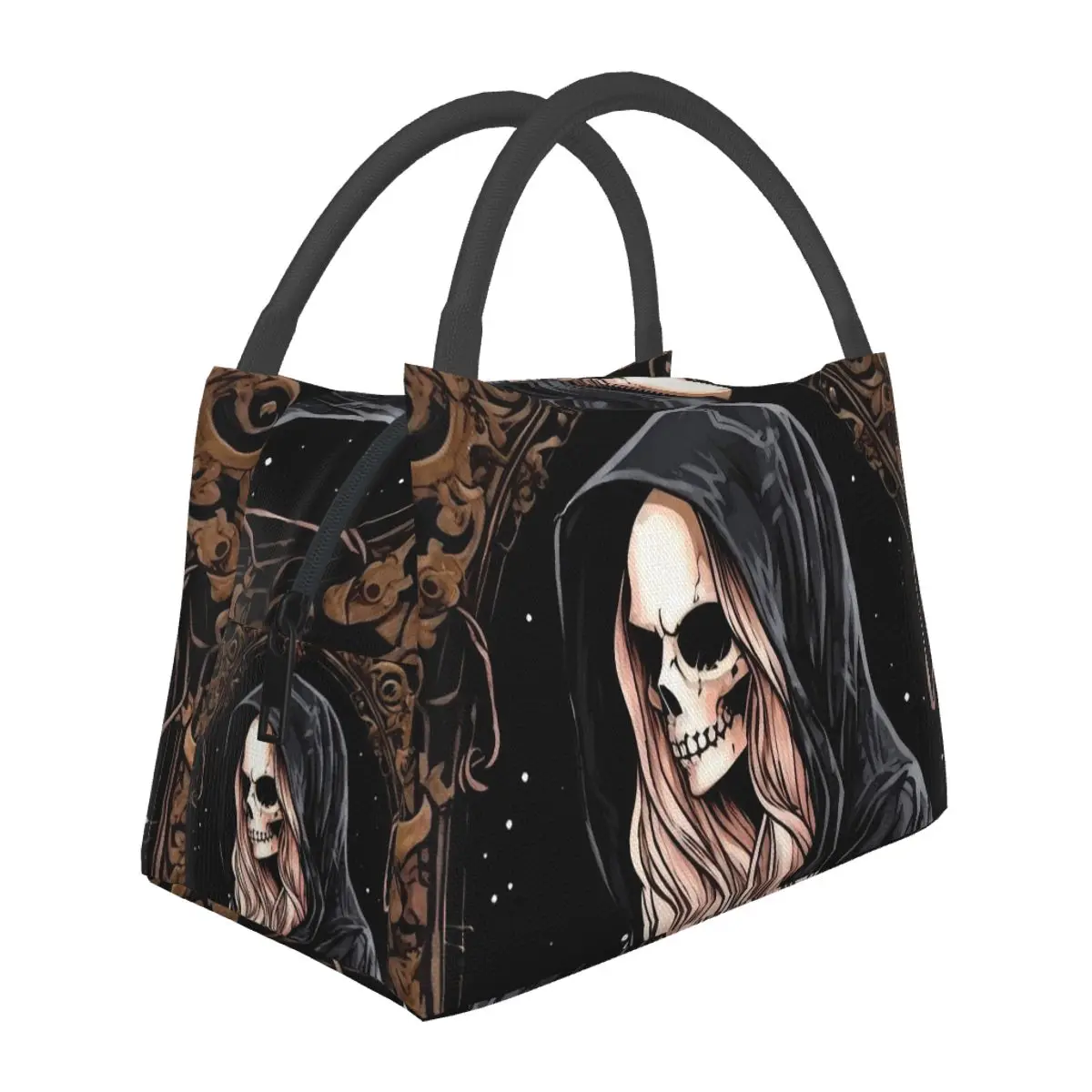 

Готическая сумка для обеда с черепом The Reaperess Ретро ланч-бокс для детей, удобная сумка-холодильник с принтом, термосумка-тоут