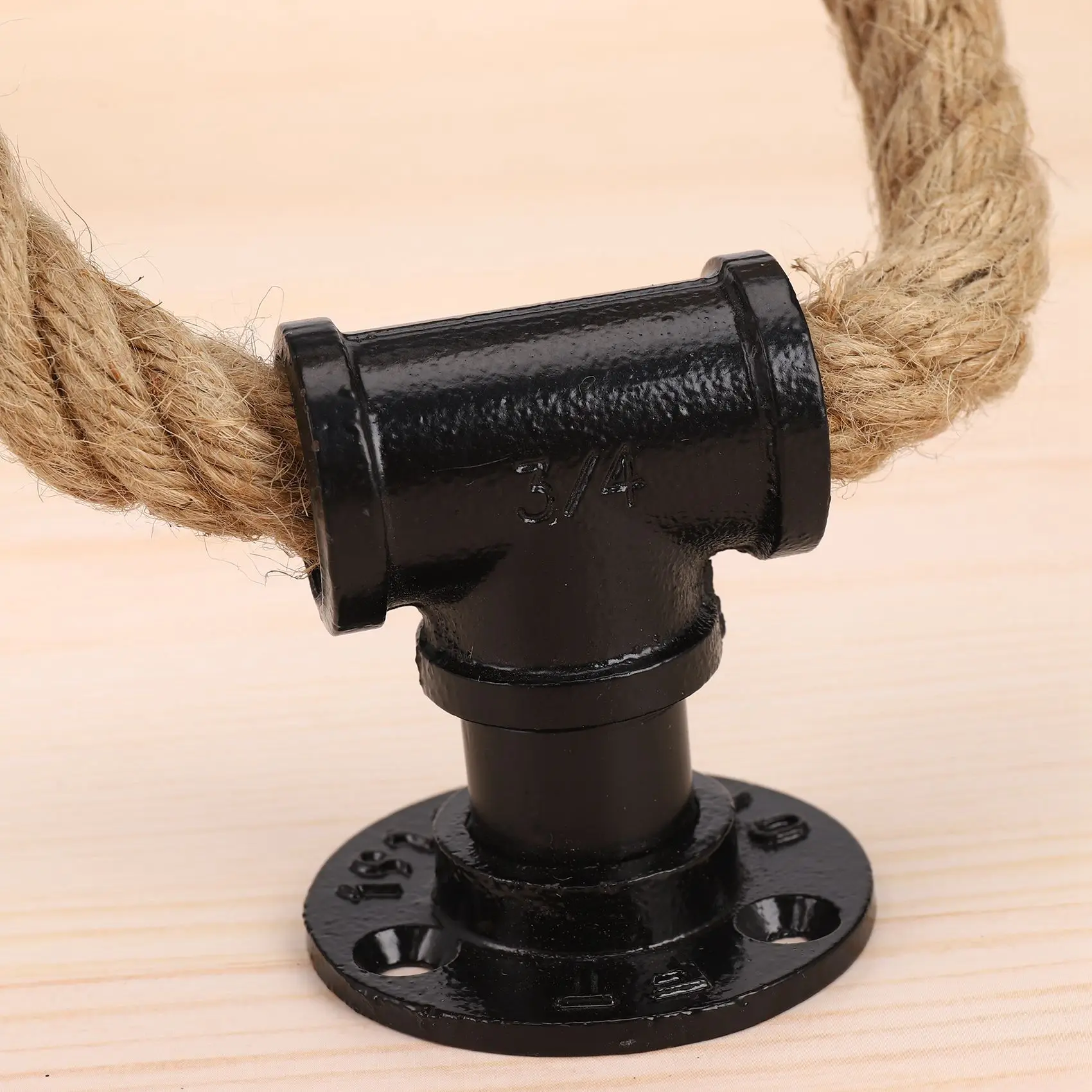 

1PC Towel Rack Ring Industrial Style Wall Mount Towel Holder Iron Pipe Hemp Rope Bathroom Toilet Home Hotels Decoration