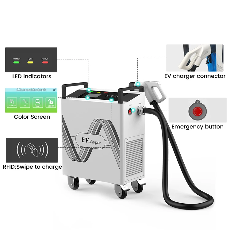 New Energy Electric Vehicle Car Charging Station GBT/CCS2/CCS1/CHADeMO Mobile Portable 20/30/40kw Dc Fast Ev Charger