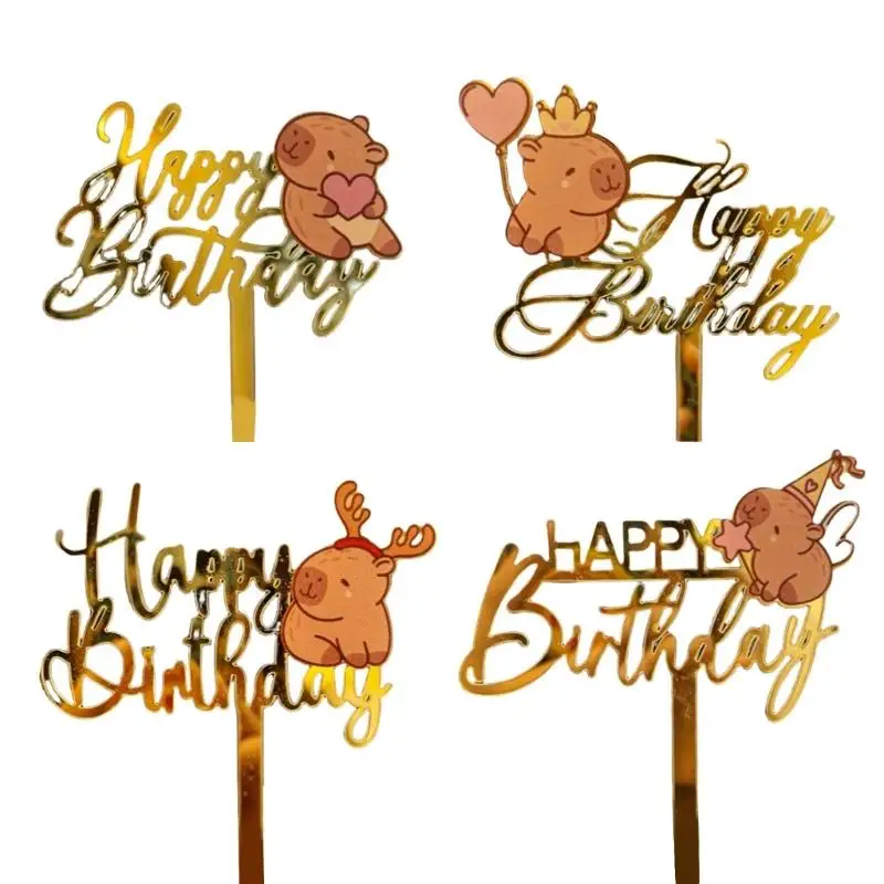 

G6KF 5Pcs Acrylic Capybara Cake Toppers Cupcakes Ornament for Kids Adults Enduring