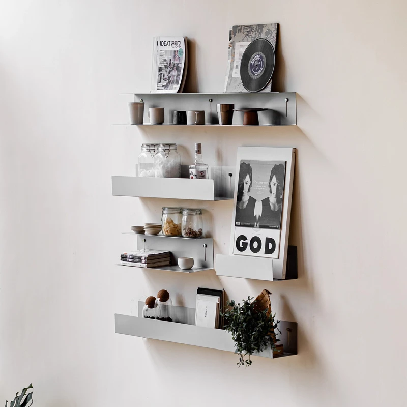

Stainless Steel Wall Mounted Storage Shelf Multi-Layer Display Rack Living Room Dining Wall Decor Modern Metal Floating Shelves
