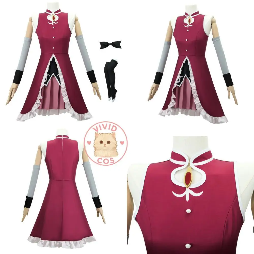 

Puella Magi Madoka Magica Cosplay Costume Anime Kyoko Sakura Red Battle Dress Role Play Outfit for Women Halloween Party Outfit