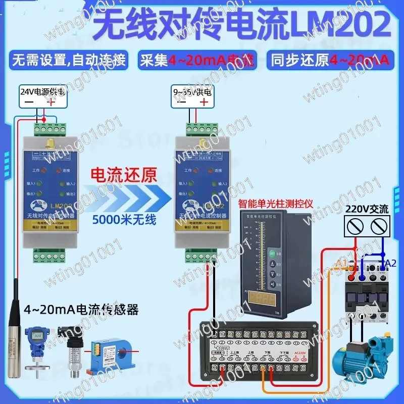 for Analog Wireless Transmitter Module 4-20mA Current Signal Collector Remote Sync Output Sensor Data Acquisition Device