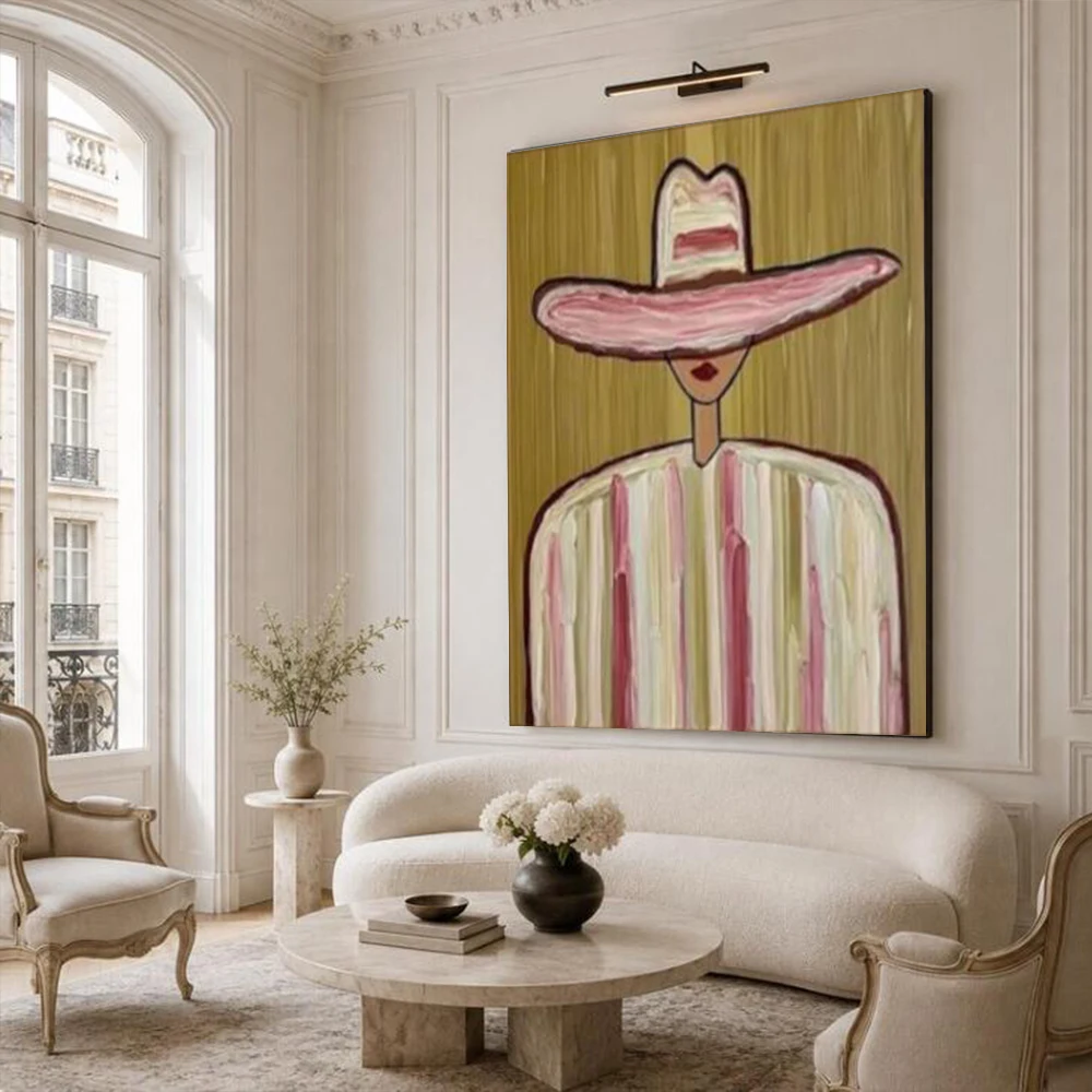 100% Hand Painted Modern Figures Oil Painting on Canvas Abstract Wall Art Picture for Living Room Home Decor Image Caudros Mural