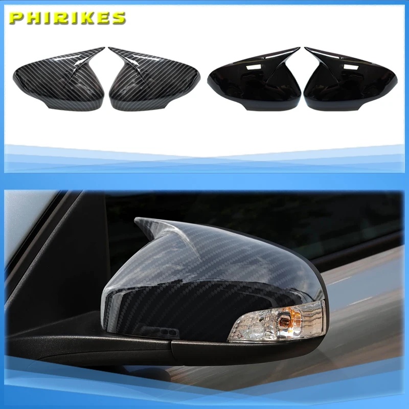 For Volvo C30 C70 S40 S60 V40 V50 V70 2008 2009 2010 Black Carbon Look Bull Horn Cover Rear View Mirror Case Cover Car styling