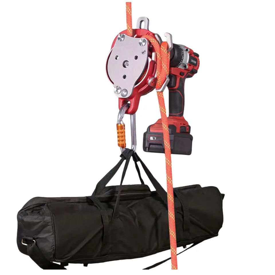 200KG Rope Crawler Electric Motor Hoist Drill Powered Pulley Fall Arrester Protection High Altitude Lifter Steel Winch