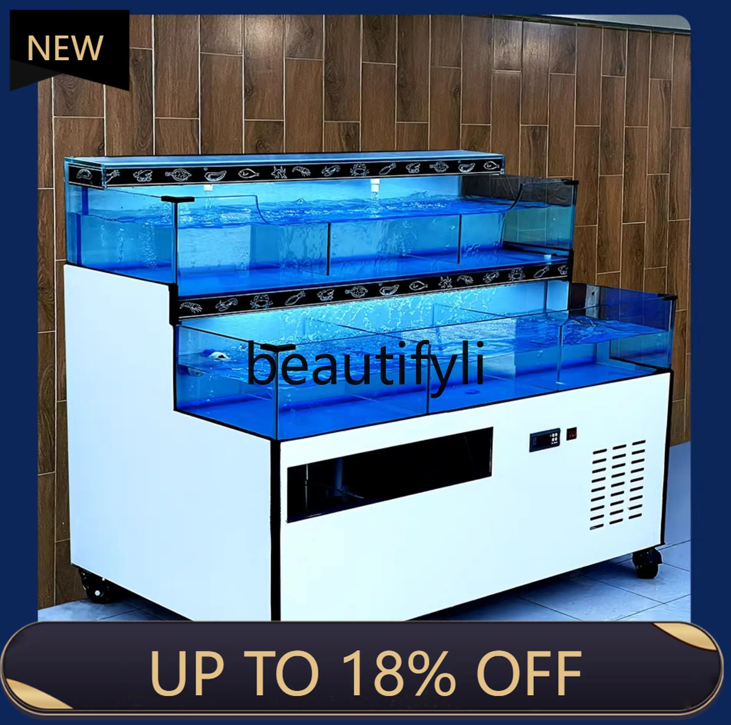 

Z189 Commercial Mobile Fish Tank for Seafood Pool Shellfish Fish Tank for Restaurants Small Integrated Refrigeration Customizati