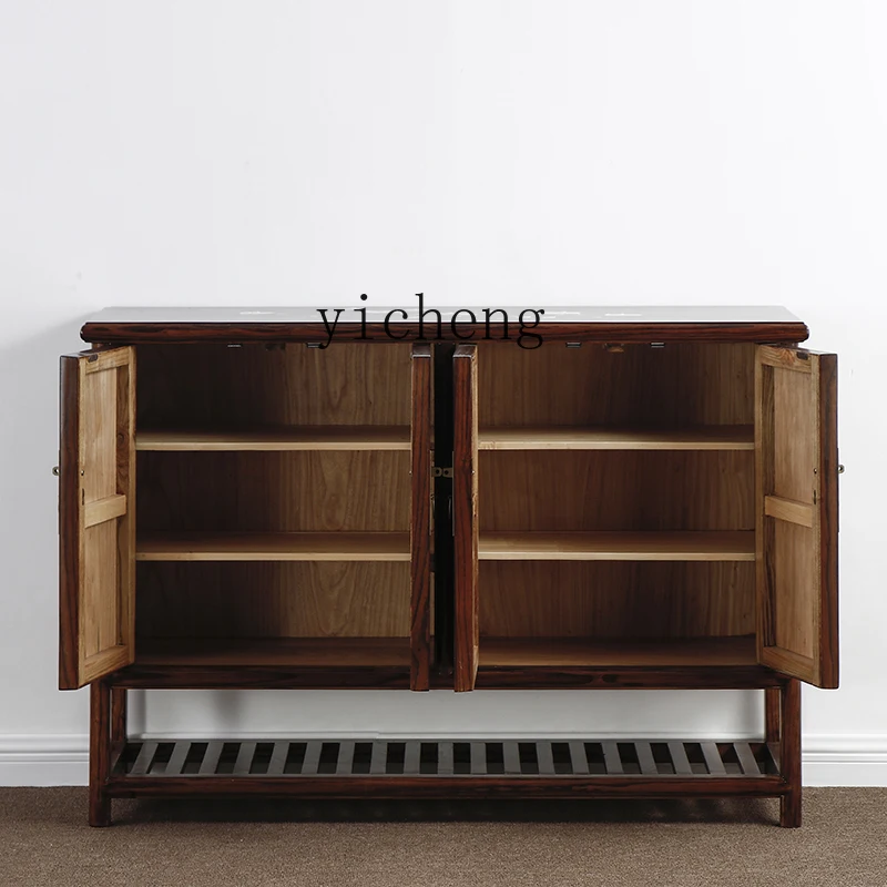 

FY2 Painted Elm Wood Shoe Cabinet Hand-painted Entrance Hall Storage Cabinet Solid Wood Hallway Partition