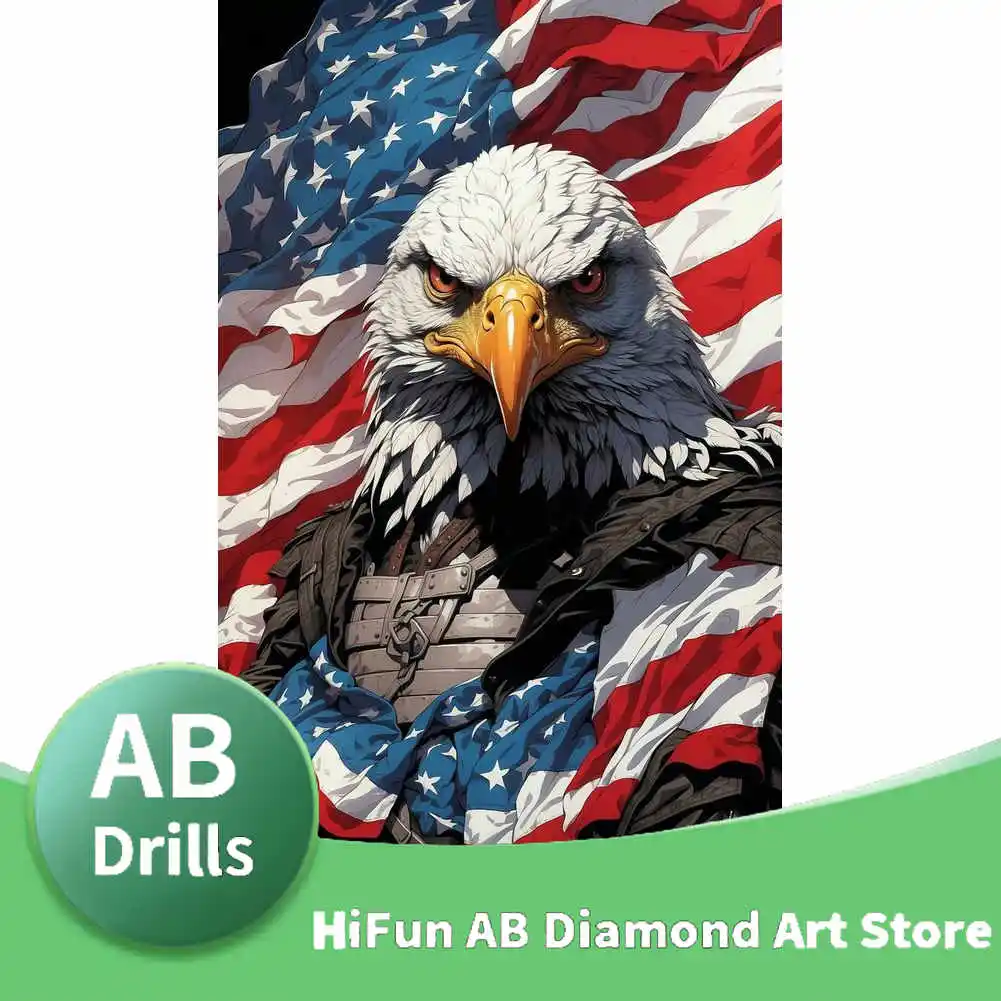 5D Diamond Painting American Flag Eagle Police AB Diamond Cross Stitch Kit Living Room Bedroom Decor Wall Art Hanging Paintings