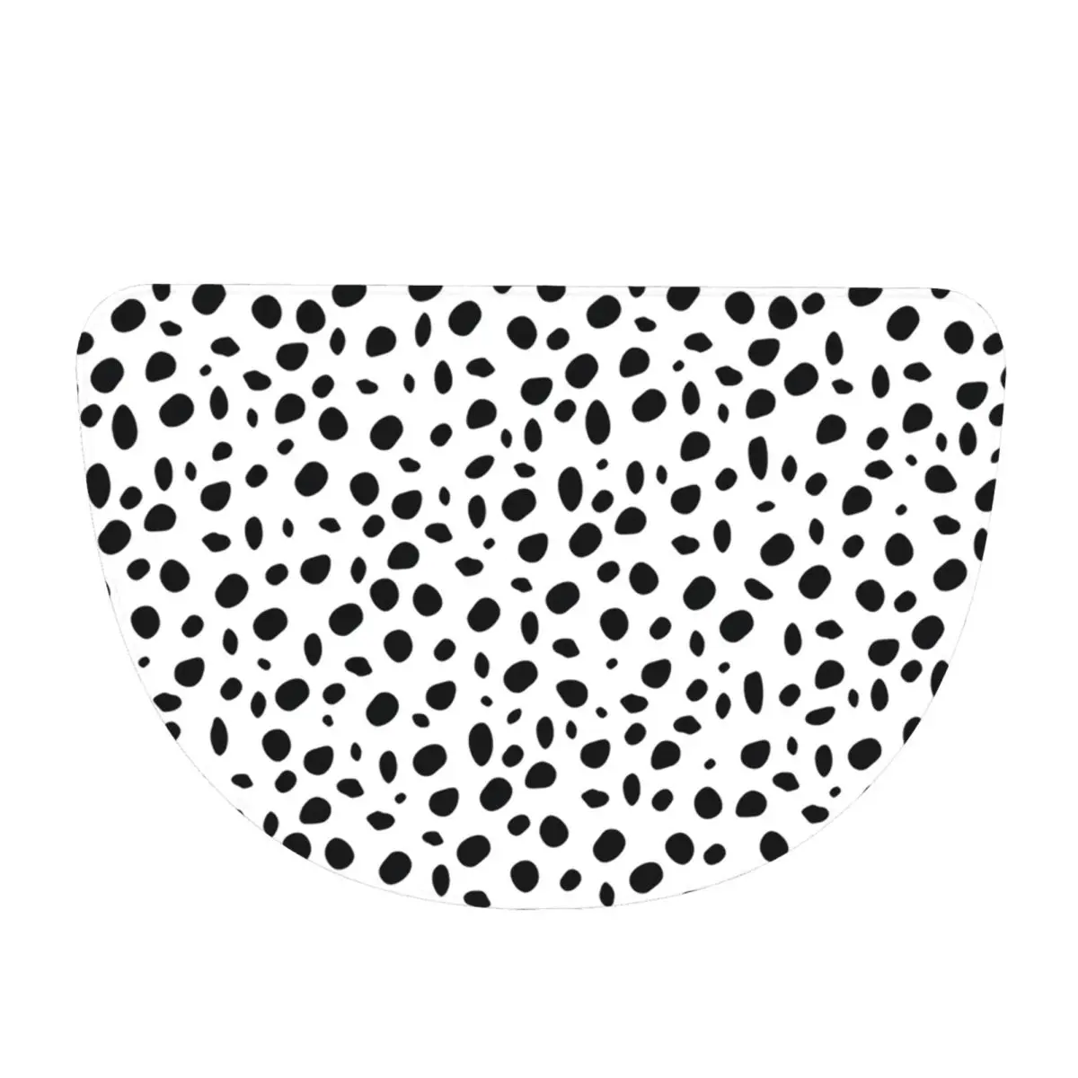 Small Dalmatian Print Soft Flannel Half Round Doormat Non Slip Bathroom Mat Absorbent Floor Carpet for Living Room