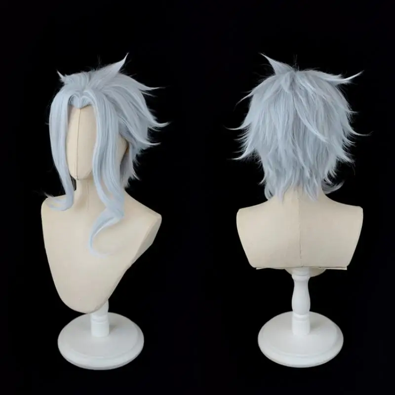 Genshin Impact Dottore Peruca Cosplay, Cabelo Azul Claro, Resistente ao Calor, Sintético, Acessórios para Festa de Halloween, Adereços