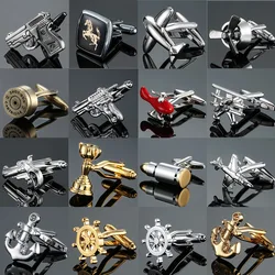 Luxury Funny Cool Aircraft Stainless Cufflinks Creative Men Father Gift Business Wedding Party Nightclub Cuffs Sleeve Accessory