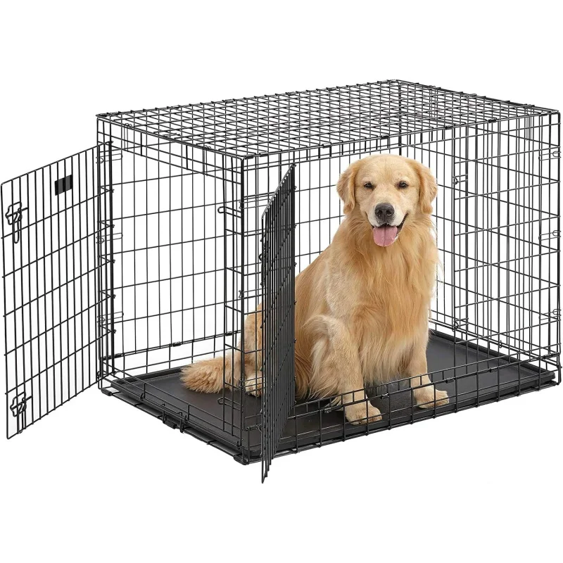 

42 Heavy-Duty Steel Double Door Dog Crate Large Breeds,/ Divider & Leak-Proof PanMidWest Homes Pets