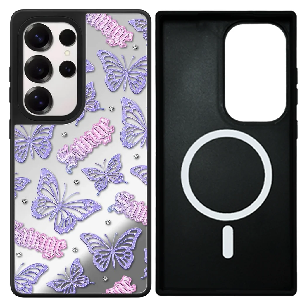 

Creative Line Bow Pattern Mirror Case for Samsung Galaxy S26 S25 S24 Ultra S26U S24+ S25+ S26 Plus Protective Case