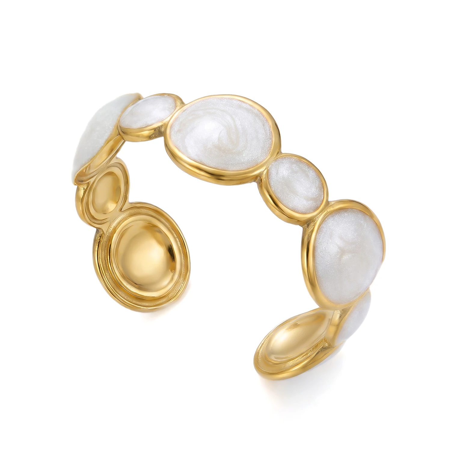 Women's Imitation Pearl Drop Enameled Open Ring