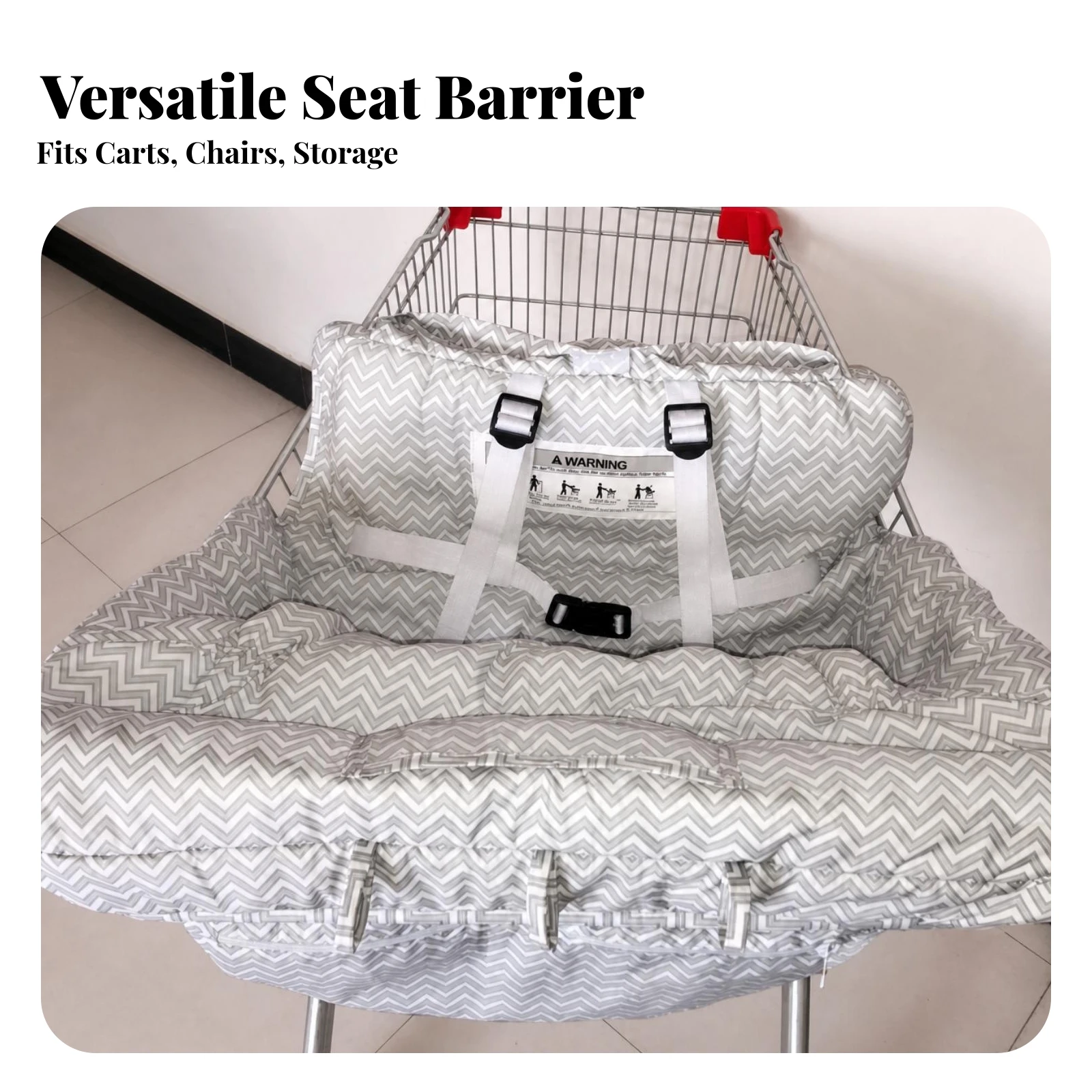 Shopping Cart Seat Cushion Easy to Fold Shopping Cart Cover with Cell Phone Holder Padded Foldable for Babies