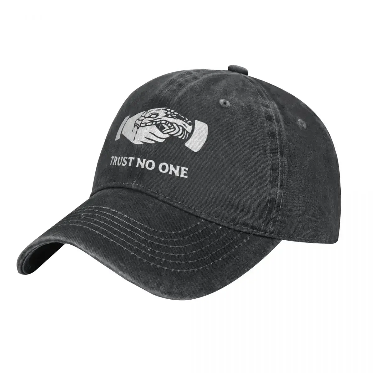 Trust No One Washed Baseball Cap Hand Desgin y2k Funny Trucker Hat Summer Men Adult Hunting Camping Print Baseball Caps