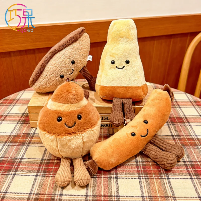 Creative and Cute Brioche Bread and Cheese Plush Keychain Bag Pendant Afternoon Tea Key Chain for Friends
