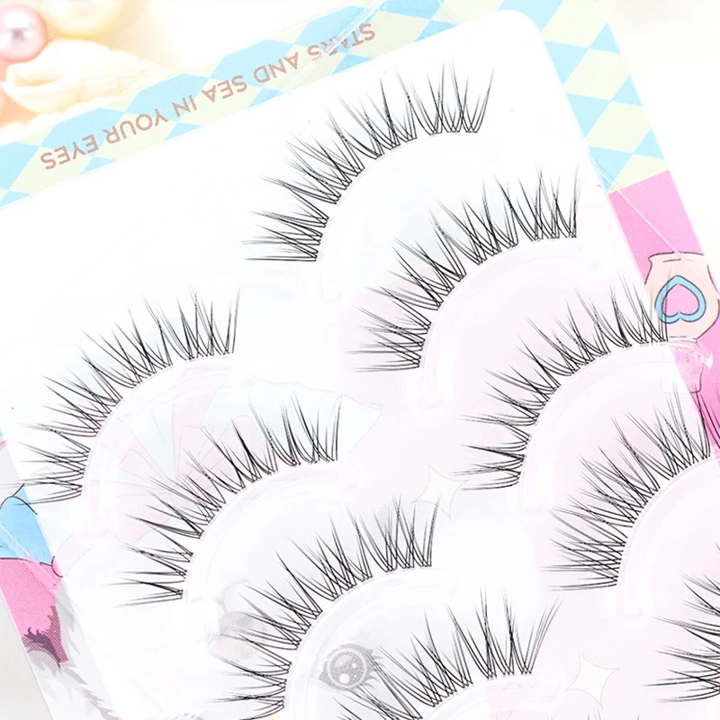 5 paia di ciglia a coda di pesce ciglia a striscia completa C Curl fascia trasparente ciglia a coda di pesce Ciglia Manga facili per principianti naturali