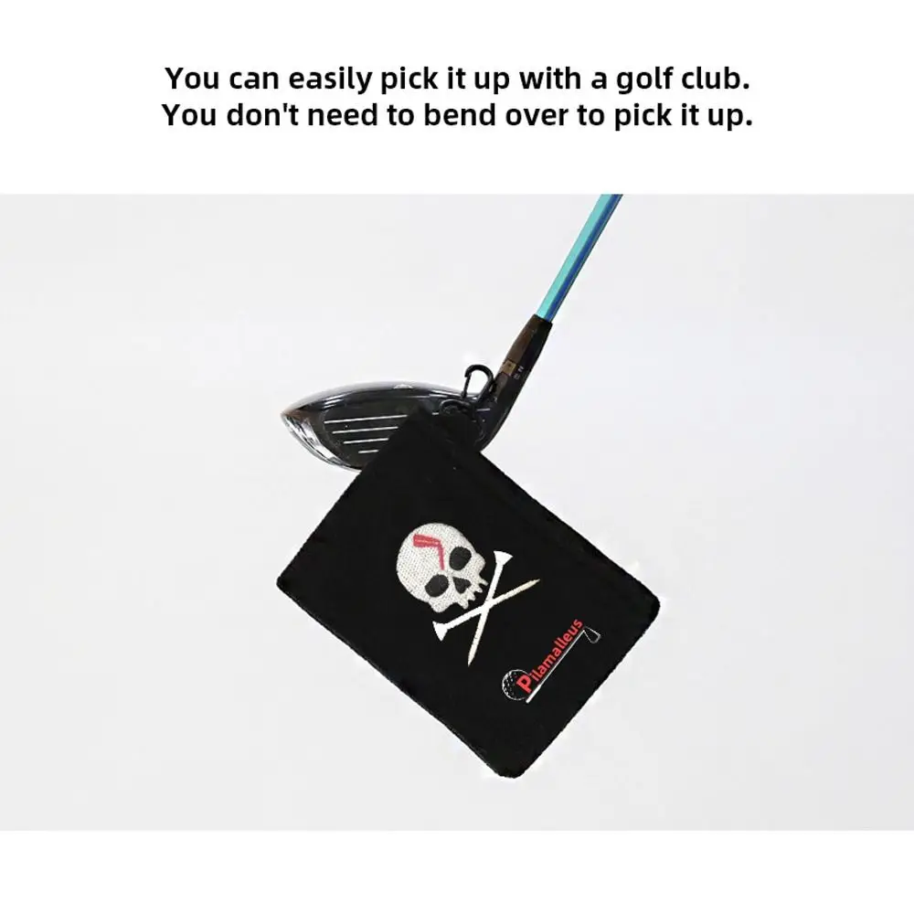 Wipes Skull Pattern Magnetic Golf Towel 15x10.5cm Strong Magnet Golf Club Wiping Cloth Minimalist Design Compact Golf Clubs