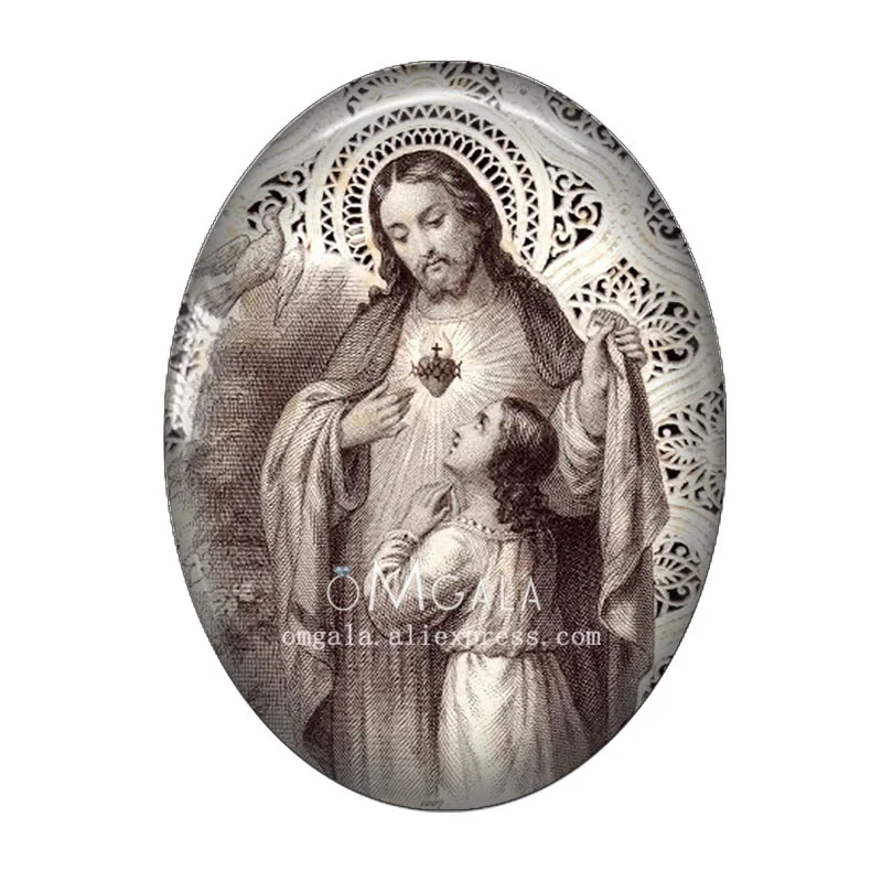 Vintage The Virgin Mary and Jesus Art Paintings 13x18mm/18x25mm/30x40mm Oval photo glass cabochon demo flat back Making findings