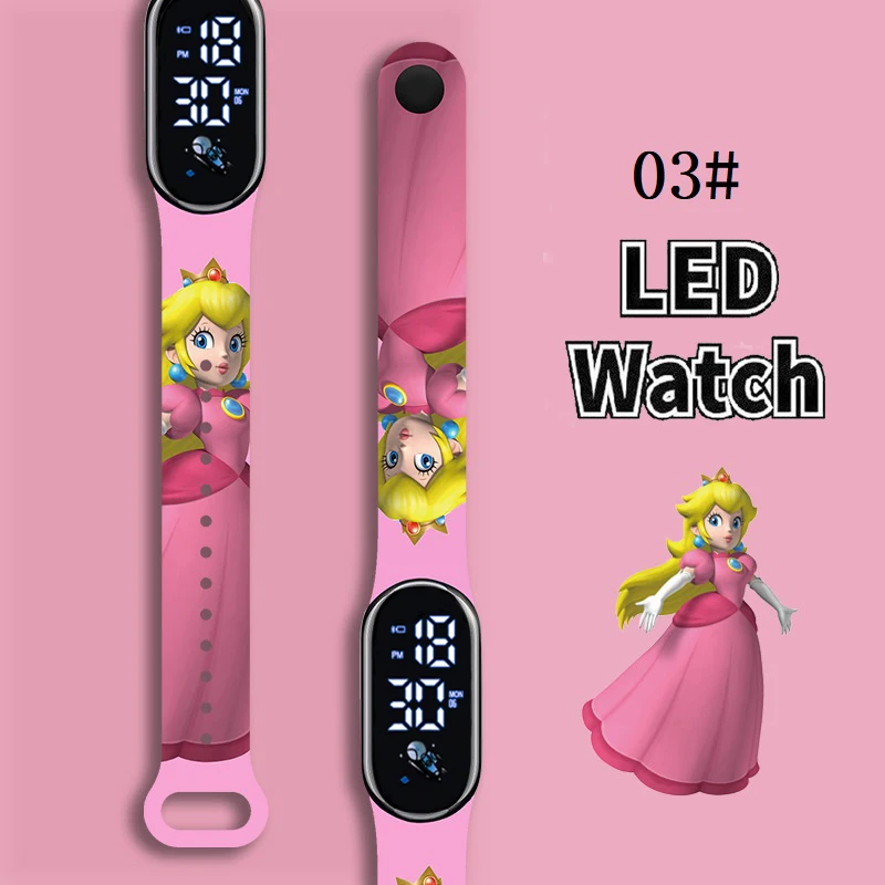 Super Mario Bros Children's Watches Anime Character Luigi Luminous Bracelet Watch LED Touch Waterproof Sports Kids Gifts Watch