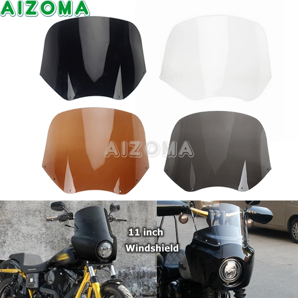 11/ 15 inch Club Motorcycle Fairing Windshield Wind Screen Deflector For Harley Dyna Low Rider Street Bob Super Glide 2006-2021