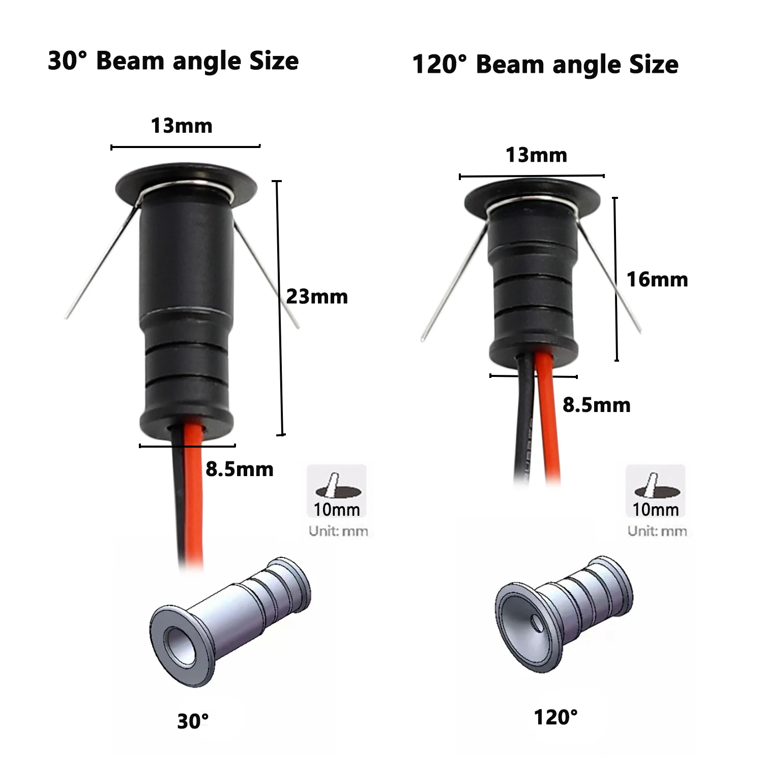 Mini światło punktowe 0.5W oprawa wpuszczana 10mm wycięcie DC12V reflektory LED do sufitu schody chodniki dziedzińce szafka korytarz