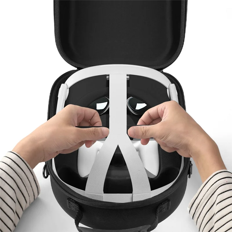 For Meta Quest 3 Portable VR Glasses Storage Bag ABS Shockproof EVA Hard Shell Gray