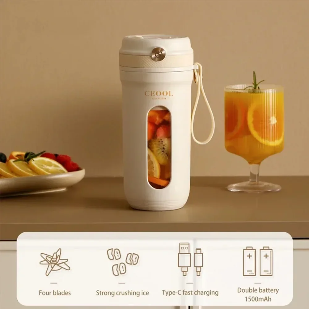 Portable Electric Juicer Blender, Fruit Mixers, USB Rechargeable, Smoothie Cup, Mini Squeezer, Juice Maker, 10 Blades