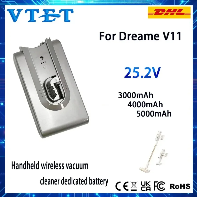 

Для ручного пылесоса Dreame V11, литиевая батарея, высококачественная батарея 25,5 В, увеличенный диапазон 90%, гарантия безопасности