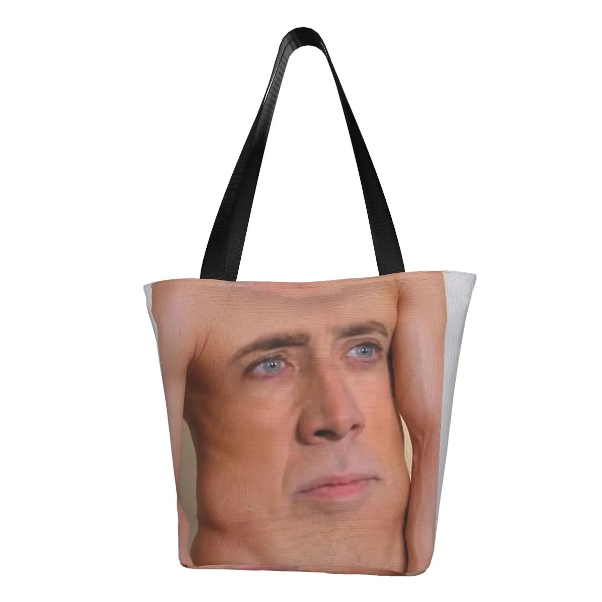 

Custom Nicolas Cage Ribcage Shopping Canvas Bag Women Washable Groceries Funny Meme Tote Shopper Bags