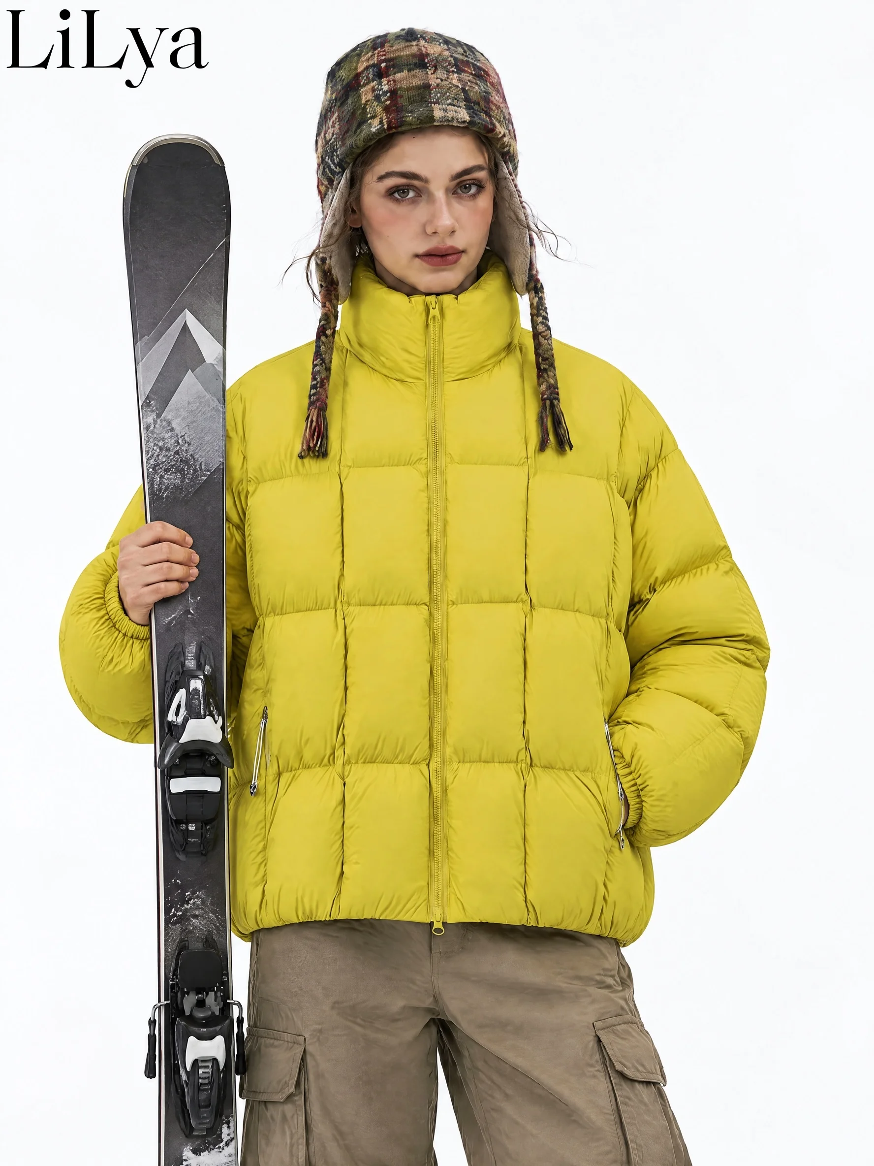 Autumn Winter Ski Mountaineering Outdoor Down Coat Women Thickened Warm Short Parkas Minimalist Fashion Casual Padded Coat New