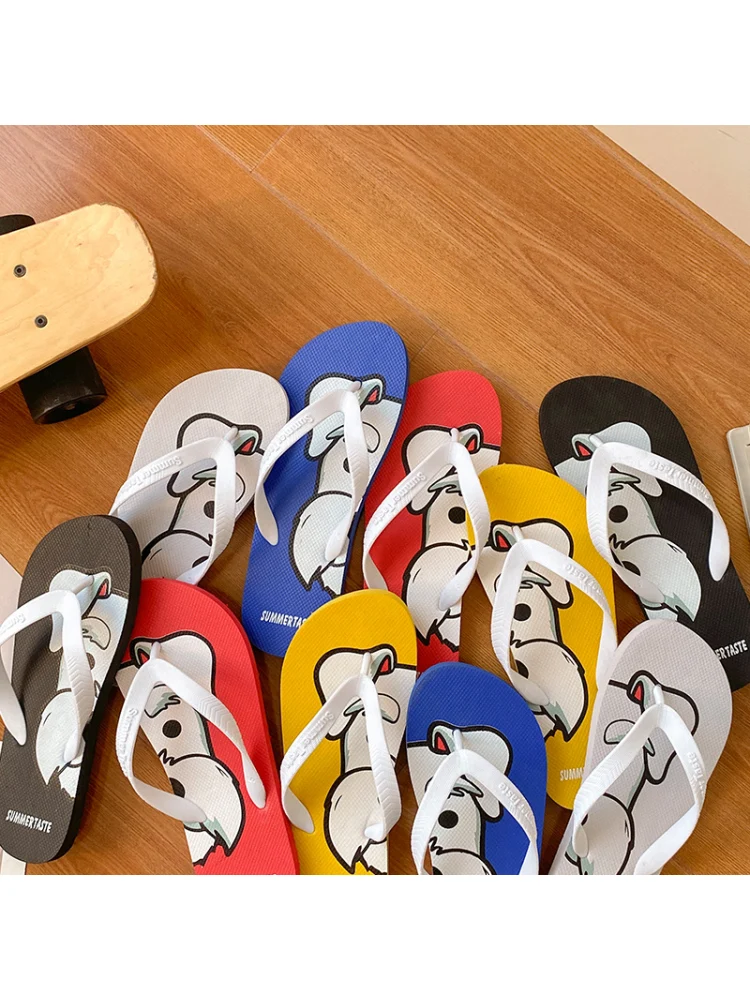 Trendy cartoon beach seaside outdoor wear personalized wear-resistant thick bottom social student flip-flops 7031