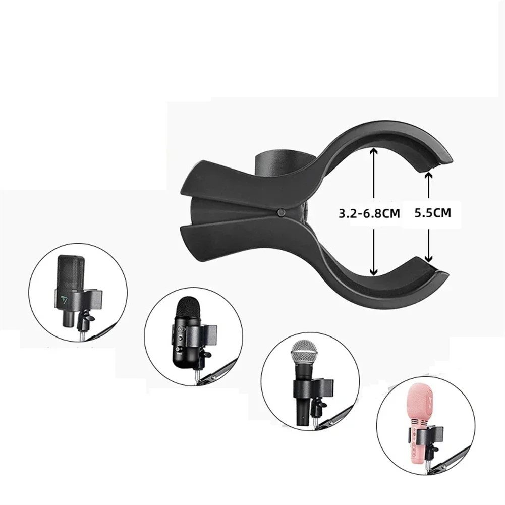 Large Microphone Clip Clamp Holder With 3/8 Adapter For 3.2-6.8CM Mic Wired Wireless Microphone Mic Clamp Stand Holder