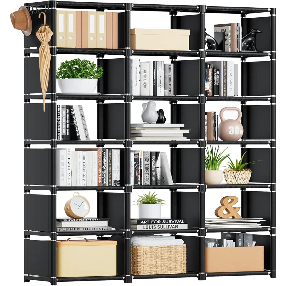 

Bookcase, 18 Cube Extra Large Bookshelves, DIY Cube Storage Organizer for Bedroom, Living Room, Home Office - Black