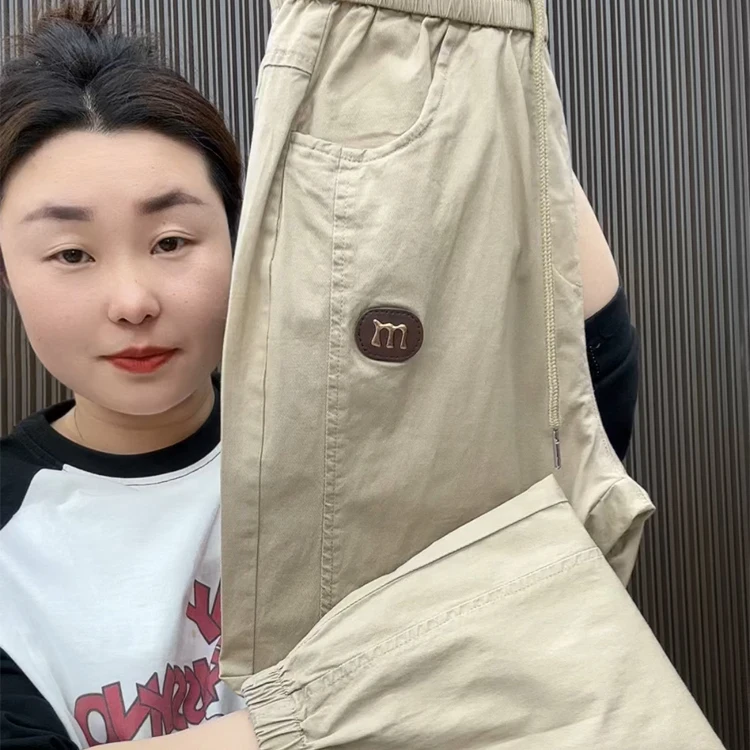 

Ice Silk Men's Summer Thin Loose Casual High Waist Nine Points Long Pants Harajuku Sle Cotton Blend Comfortable Breathable