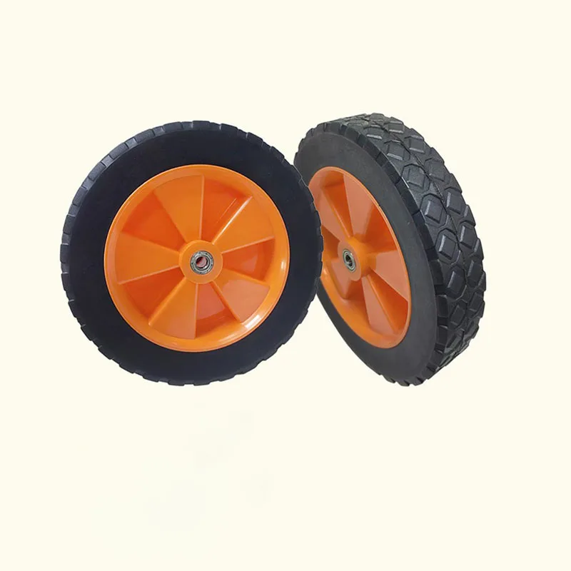 7 Inch Solid Rubber Wheel Double Bearing Noiseless and Wear-resisting Folding Car Tire for Lawn Mower and Outdoor Camping