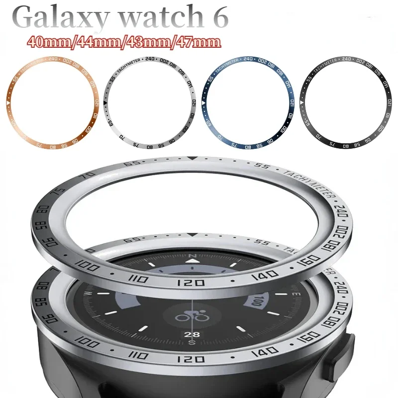 Metalllünette für Samsung Galaxy Watch 6/5/4 40 mm 44 mm Zeit-/Geschwindigkeitsskala-Rahmen Schutzring Watch 6 Classic 47 mm 43 mm 46 mm 42 mm