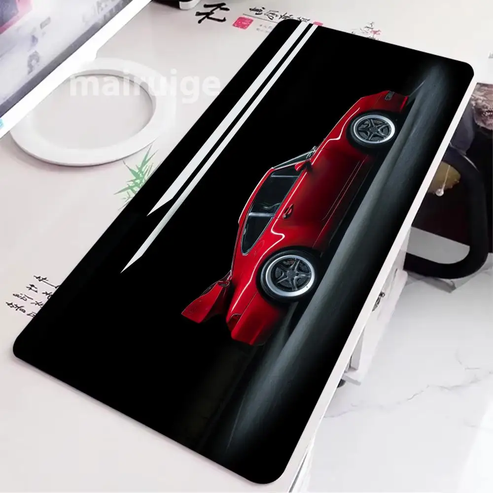 

Роскошный красный автомобильный коврик для мыши, большой коврик для компьютерной офисной игровой настольный коврик XXL, резиновые противоскользящие коврики с прошитыми краями для клавиатуры ПК, длинные настольные коврики