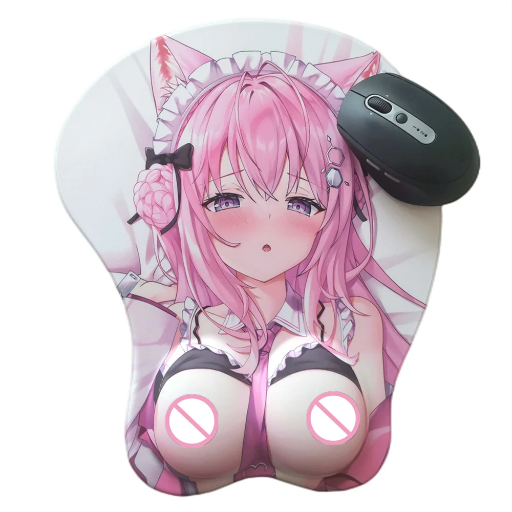 Mouse Pad Peitos Pequenos com Descanso de Pulso, Oppai Gamer Hentai, Anime Sexy Mousepad, Tapete de Mesa Kawaii Loli, Personalizado, Mamilo 3D