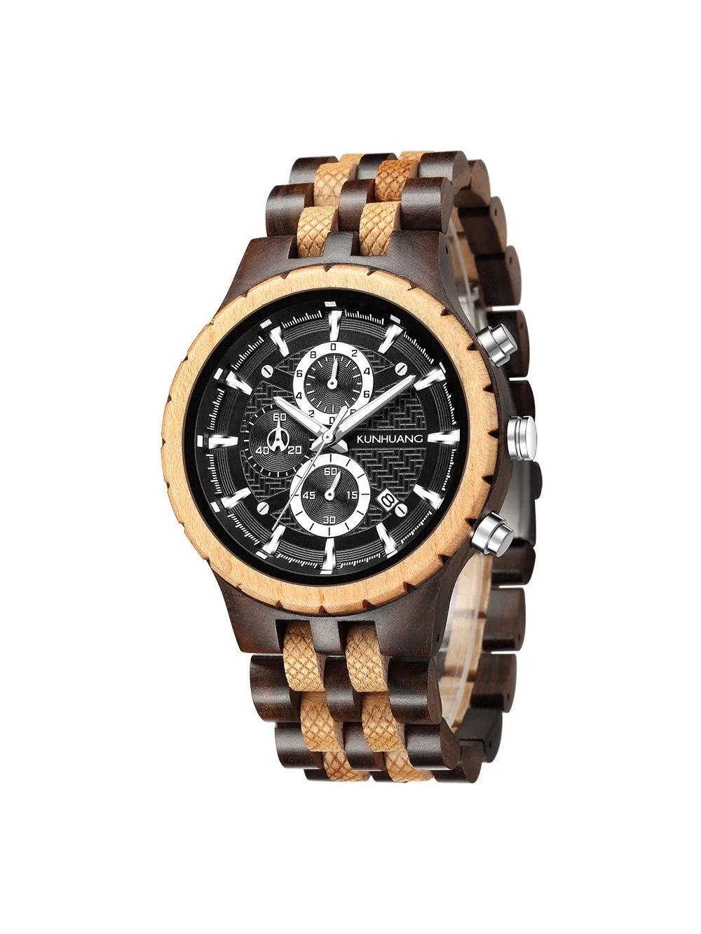 New Men's Watch Fashion Sports Multifunctional All Wood Quartz Watch Wood Watches