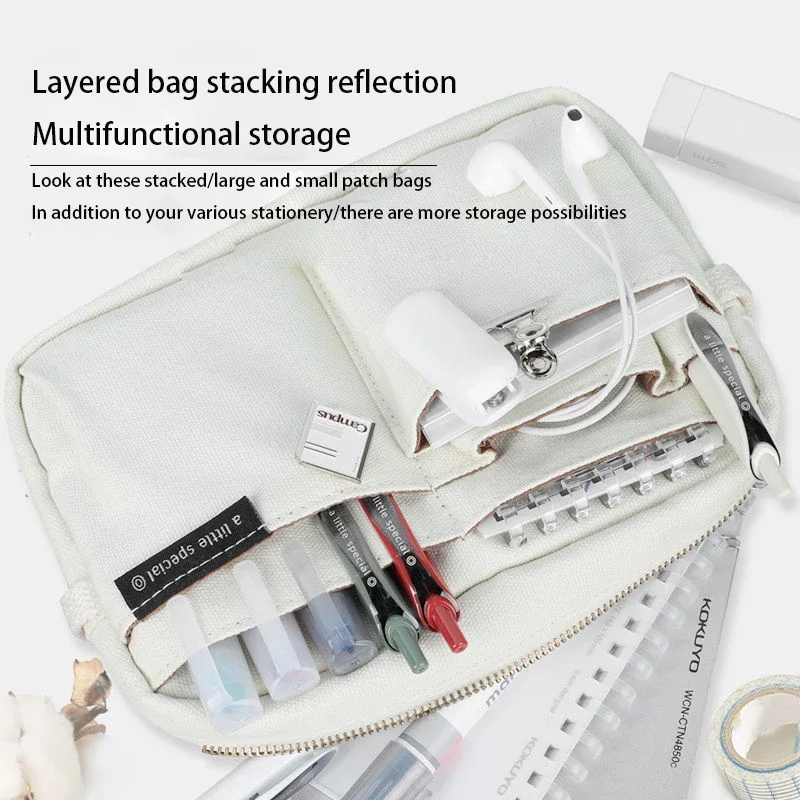 KOKUYO New One Meter New Pure Stationery Bag - Large Capacity, Retro Style, Multi - Grid for Organized Storage