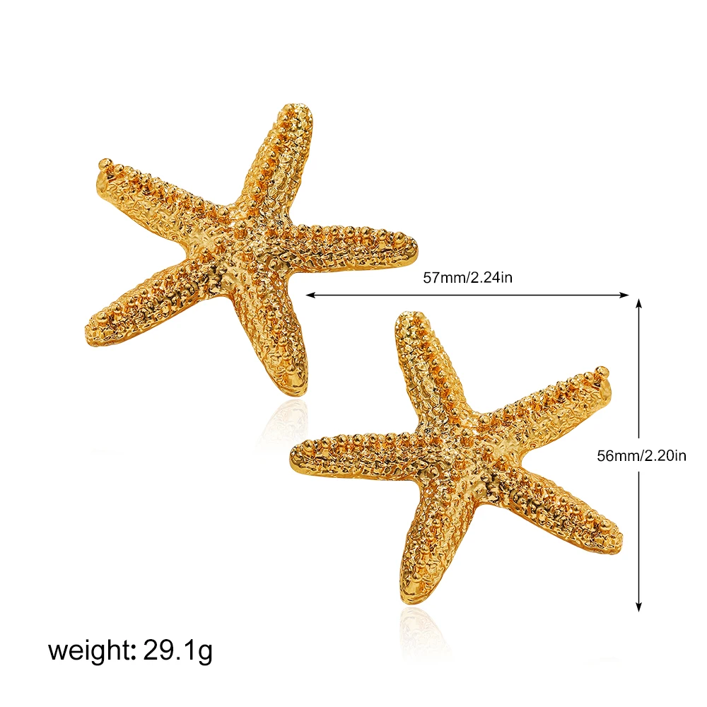 New Trendy 18K Gold Plated Stainless Steel Sea Ocean Element Starfish Earrings for Women Summer Beach Waterproof Jewelry Gifts