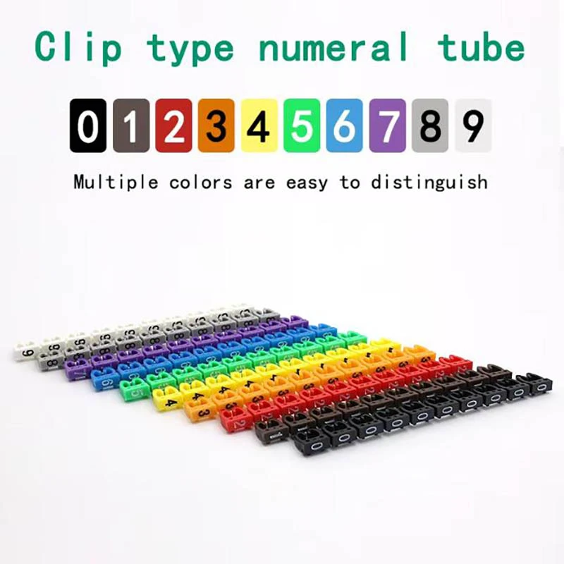 100/200Pcs Cable Markers Colourful C-Type Marker Number Tag Label For 2-3mm Wire Conspicuous And Easy To Identify