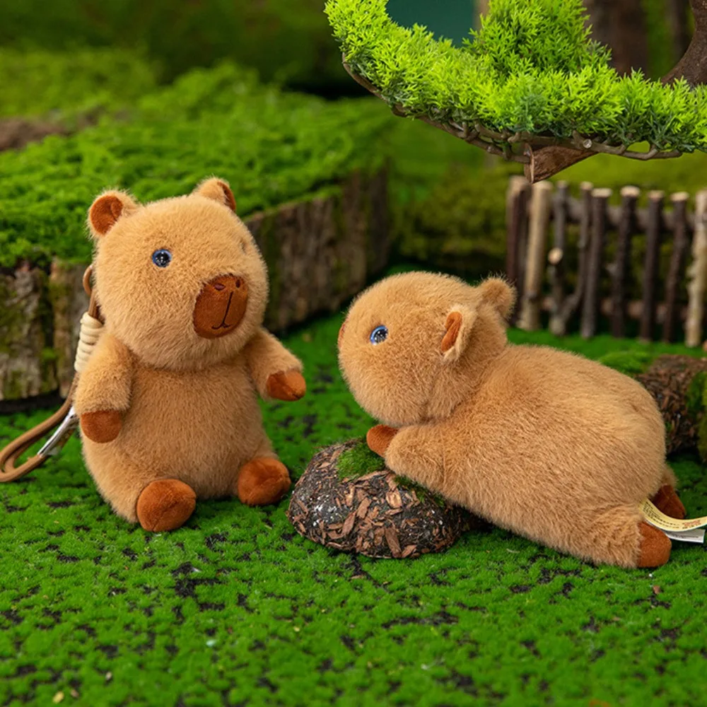 Stuffed Doll Plush Capybara Bag Pendant Funny PP Cotton Plush Capybara Key Ring Ornament Cute Cartoon Animal Keychain Couple
