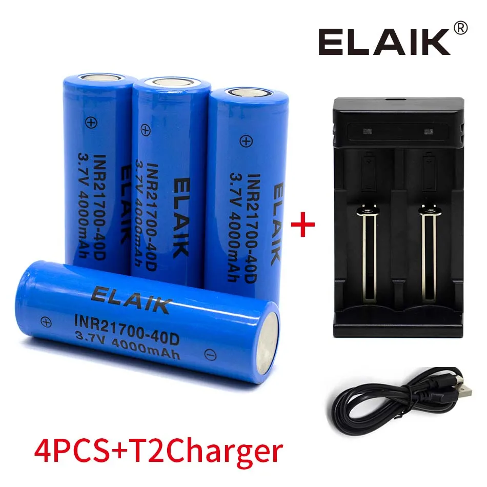 21700 4000mA Li-ion Battery 3.7V Power battery High discharge battery E-tools battery，with usb charger