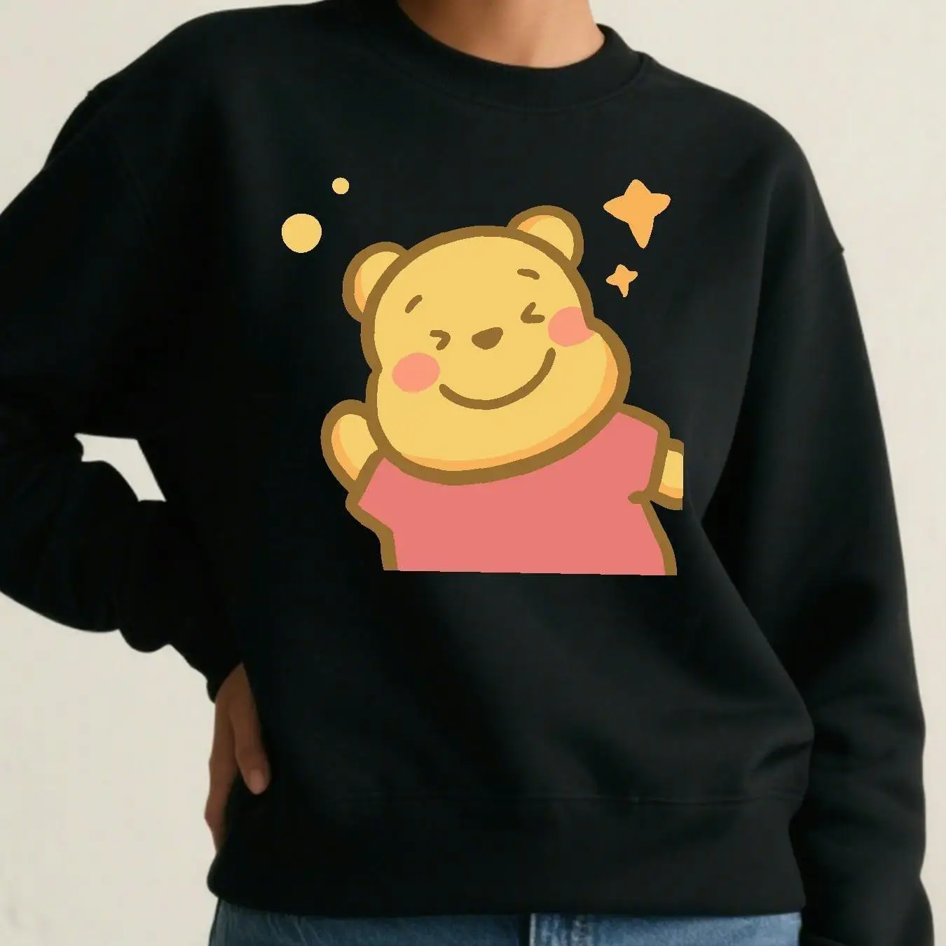 

Свитер-пуловер Disney с Винни-Пухом, модный свитер унисекс с круглым вырезом, осенне-зимний флисовый повседневный уличный костюм