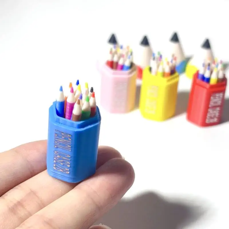 10/12Pcs Kid Pretend Spielen Spielzeug Puppenhaus Miniatur Farbige Stift Mini Bleistift Schule Liefert Modell Puppe Haus Zubehör